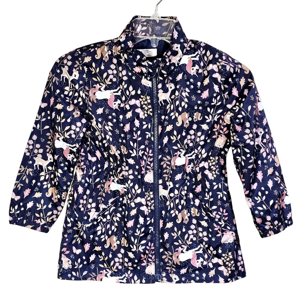 H&M Windbreaker Girls 6 Unicorn Forest Kawaii Fairycore Festival Gathered Waist